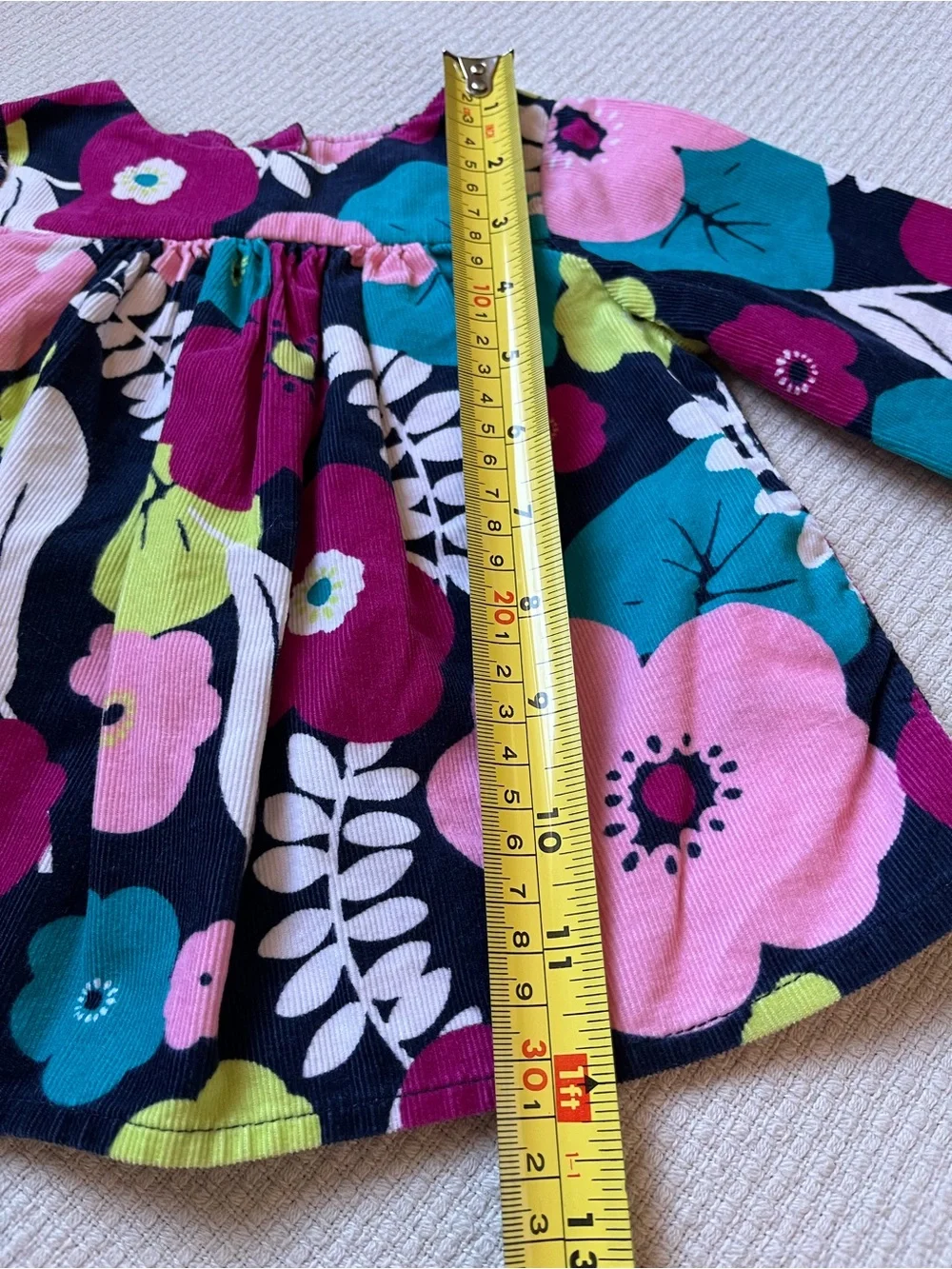 BabyGap Girls Corduroy Swing Top 6-12 Months Bright Floral Cottage Fall Winter